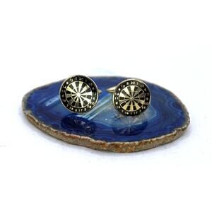 Stratton Black Enamel Goldtone Dartboard Cuff Links